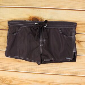 ZeroXposur Activewear Shorts Womens Size 12 Brown Polyester Pockets Drawstring